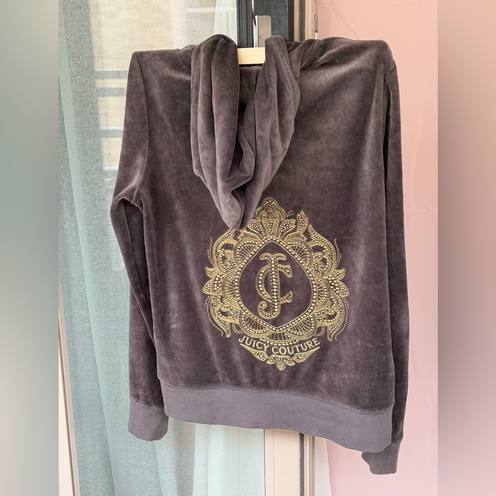 Juicy Couture Charcoal Velour Sweatsuit with Gold Logo, Y2K - Picture 2 of 7